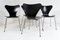 Model 3107 Syveren Black Dining Chairs by Arne Jacobsen for Fritz Hansen, 1960s, Set of 4 14