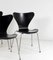 Model 3107 Syveren Black Dining Chairs by Arne Jacobsen for Fritz Hansen, 1960s, Set of 4 6