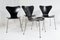 Model 3107 Syveren Black Dining Chairs by Arne Jacobsen for Fritz Hansen, 1960s, Set of 4 1