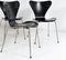 Model 3107 Syveren Black Dining Chairs by Arne Jacobsen for Fritz Hansen, 1960s, Set of 4 5