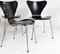 Schwarze Modell 3107 Syveren Esszimmerstühle von Arne Jacobsen für Fritz Hansen, 1960er, 4er Set 5