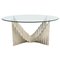 Italian Travertine Marble Coffee Table with Cut Glass Top, 1970s, Image 1