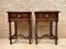 Early 20th-Century Spanish Baroque Style Walnut Nightstands with One Drawer and Porcelain Hardware, Set of 2 1