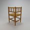 Solid Blonde Oak and Wicker Corner Chair, 1950s 5