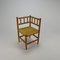 Solid Blonde Oak and Wicker Corner Chair, 1950s 2