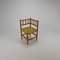 Solid Blonde Oak and Wicker Corner Chair, 1950s 1