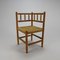 Solid Blonde Oak and Wicker Corner Chair, 1950s, Image 3