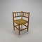 Solid Blonde Oak and Wicker Corner Chair, 1950s 4