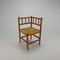 Solid Blonde Oak and Wicker Corner Chair, 1950s, Image 4
