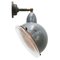 Vintage Industrial Gray Enamel & Clear Round Glass Wall Light 1