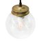 Lampe à Suspension Industrielle Vintage en Laiton et Verre Transparent 3
