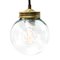 Vintage Industrial Brass & Clear Glass Pendant Light, Image 1