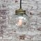 Lampada a sospensione vintage industriale in ottone e vetro trasparente, Immagine 4