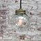 Lampe à Suspension Industrielle Vintage en Laiton et Verre Transparent 4