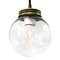 Lampe à Suspension Industrielle Vintage en Laiton et Verre Transparent 2