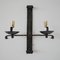 Mid-Century French Brutalist Iron Double Arm Wall Light 1