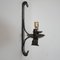 Mid-Century French Brutalist Iron Double Arm Wall Light 9