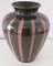 Vase Modèle 1073 18 Vintage en Céramique Émaillée Gris-Marron avec Rayures Rouges, 1970s 1