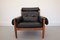 Danish Black Leather Lounge Chair with Ottoman, 1960s, Set of 2, Image 5