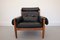 Fauteuil en Cuir Noir avec Ottomane, Danemark, 1960s, Set de 2 5