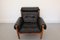 Danish Black Leather Lounge Chair with Ottoman, 1960s, Set of 2 9