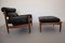 Danish Black Leather Lounge Chair with Ottoman, 1960s, Set of 2 12