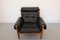 Fauteuil en Cuir Noir avec Ottomane, Danemark, 1960s, Set de 2 23