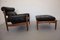 Danish Black Leather Lounge Chair with Ottoman, 1960s, Set of 2, Image 19