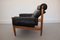 Fauteuil en Cuir Noir avec Ottomane, Danemark, 1960s, Set de 2 15