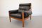 Fauteuil en Cuir Noir avec Ottomane, Danemark, 1960s, Set de 2 10