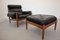 Danish Black Leather Lounge Chair with Ottoman, 1960s, Set of 2, Image 2