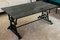 Black Lacquered Wrought Iron Coffee Table with Green Veined Marble Top 1