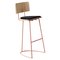 Boomerang Stool with Backrest & Copper Finishings by Cardeoli, Image 1