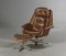 Vintage Danish Cognac Leather Lounge Chair & Stool by H. W. Klein 1