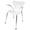 White Model 3207 Chair with Armrests by Arne Jacobsen and Fritz Hansen 1