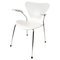 White Model 3207 Chair with Armrests by Arne Jacobsen and Fritz Hansen, Image 1