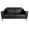 Black 2 Seater Leather Sofa with Oak Legs from Stouby Furniture 1
