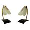 Scandinavian Glass and Brass Table & Wall Lamps, 1950s, Set of 2 1