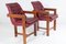 Bauhaus Teak Leather Library Study Chairs, 1930s, Set of 2 1