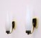 Mid-Century Modern Brass and Opal Glass Sconces in the Style of Stilnovo, Set of 2 1