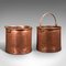 Antique English Copper Fireside Baskets, Set of 2 1