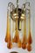 Waterfall Wall Lamps in Brass with Amber-Colored Murano Glass Drops, 1960s, Set of 2 6