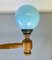 Lámpara de araña portuguesa rústica de madera de vidrio opalino azul con tres luces, años 60, Imagen 8