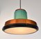 Mid-Century Copper Pendant Light with Teal Glass, 1950s 9