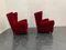 Red Velvet Armchairs and Sofa, 1950s, Set of 3 7