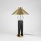 Large V Table Lamp with Geometric Oak Base, Glass Sphere, & Brass Details by Louis Jobst 4