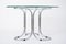 Vintage Glass Dining Table with Chromed Metal Base 2