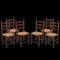 Walnuss Stühle mit Strohsitzen, 1930er, 6er Set 5