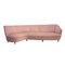 Mid-Century Modern Semi-Curved Pastel Pink Cotton Velvet Sofa, 1940s 1