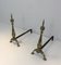 Brass and Wrought Iron Andirons, 1940s, Set of 2 1
